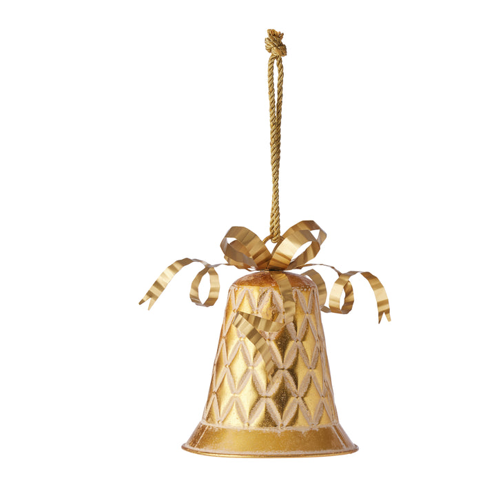 Willow &amp; Silk S/2 Nested Christmas Bells w/Ribbon Top &amp; Rope Hanger L19*H23-43/L14*H18-38cm