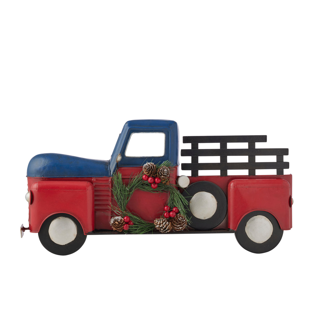 Willow &amp; Silk Light Up Christmas Truck Wall Art w/Wreath L45*W6*H23cm