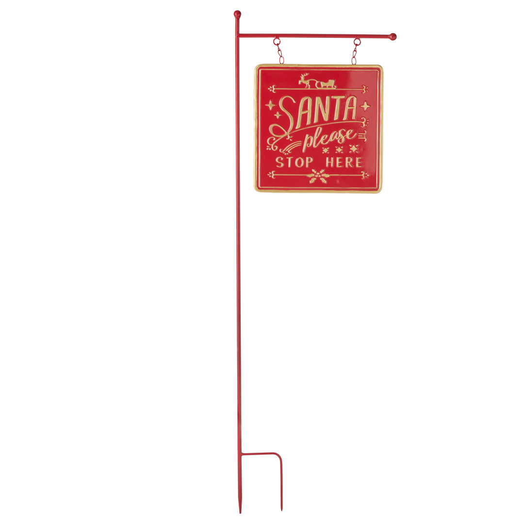 Willow &amp; Silk Santa Stop Here Garden Stake L30*H97cm