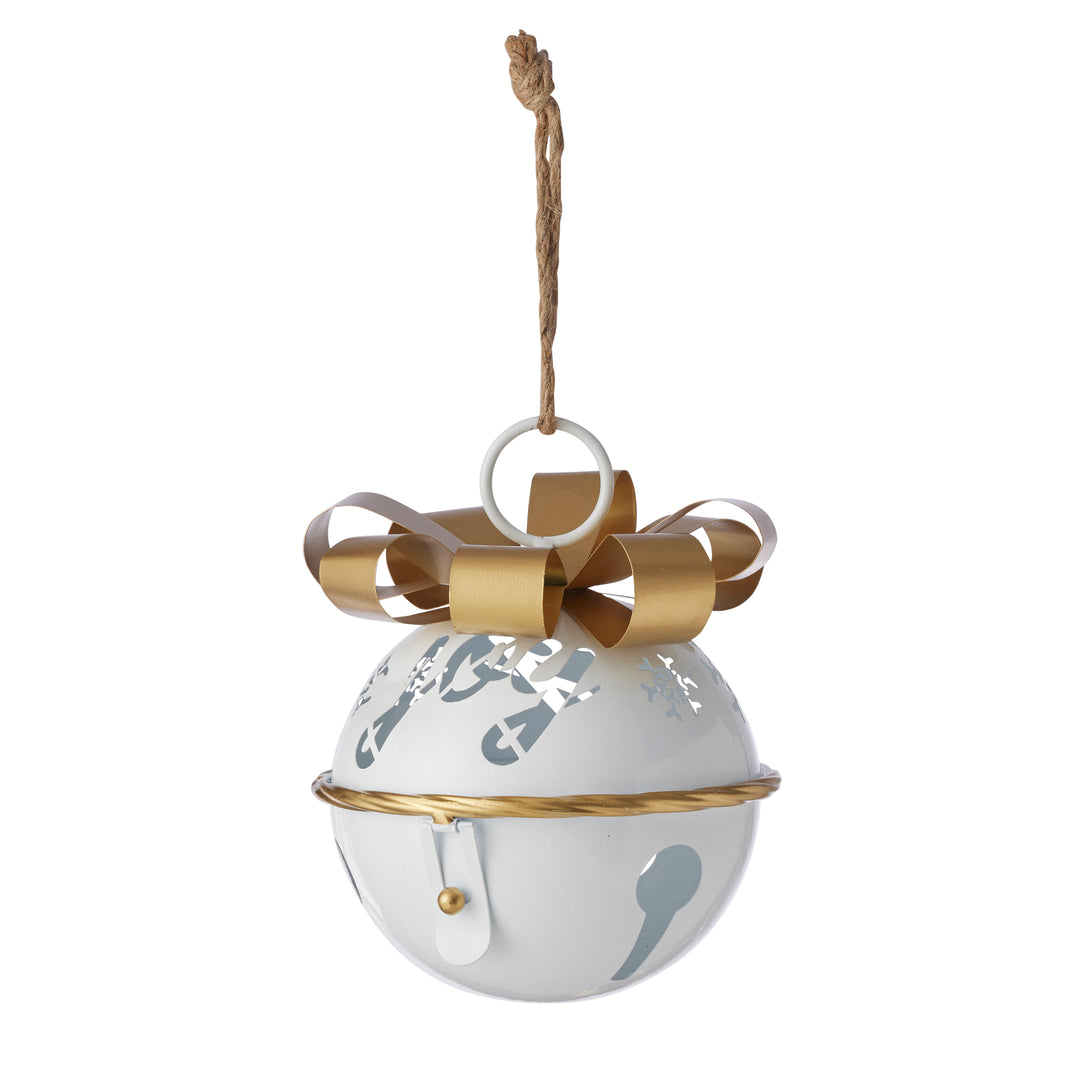 Willow &amp; Silk White Hanging Christmas Bauble w/Joy on Rope L18*H24cm