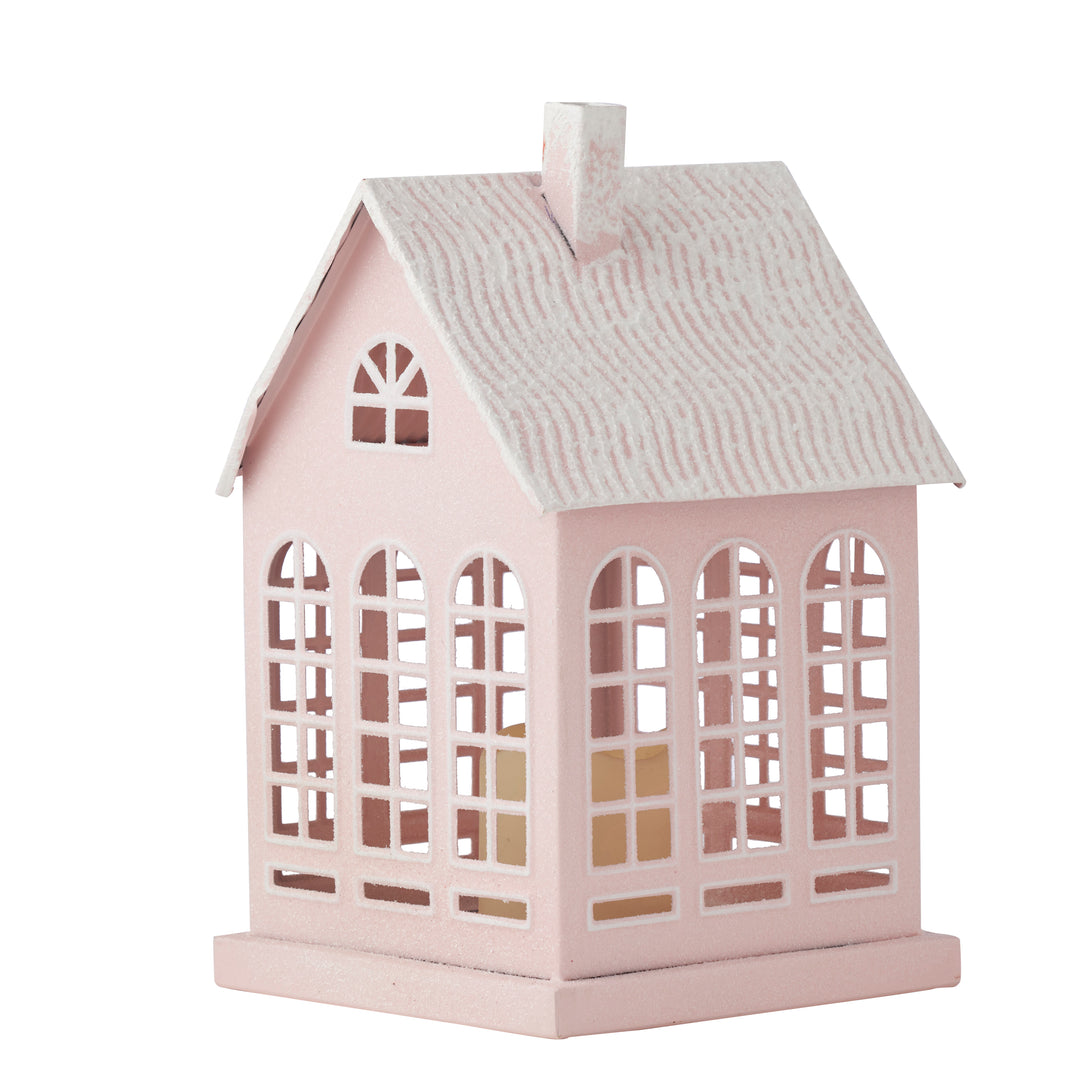 Willow &amp; Silk Pink Christmas House w/Arch Windows L18.5*W18.5*H31cm