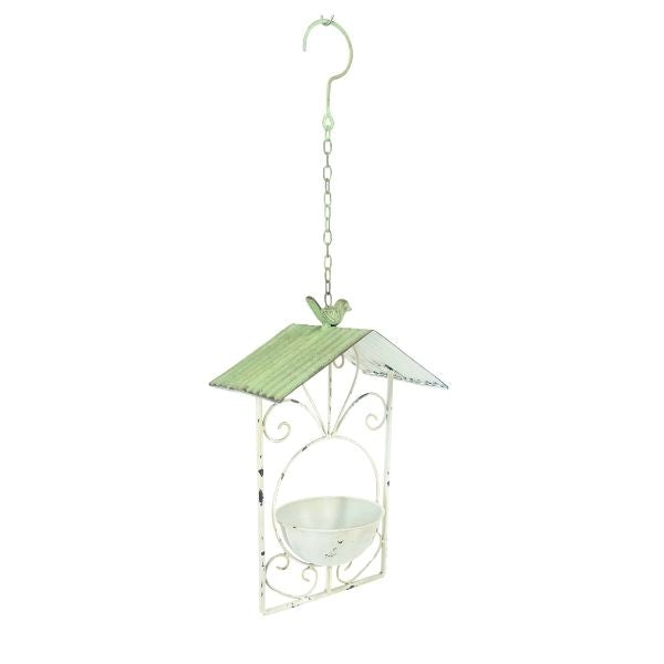 Willow &amp; Silk Tin Roof Hanging Bird Feeder 21.5x15x34