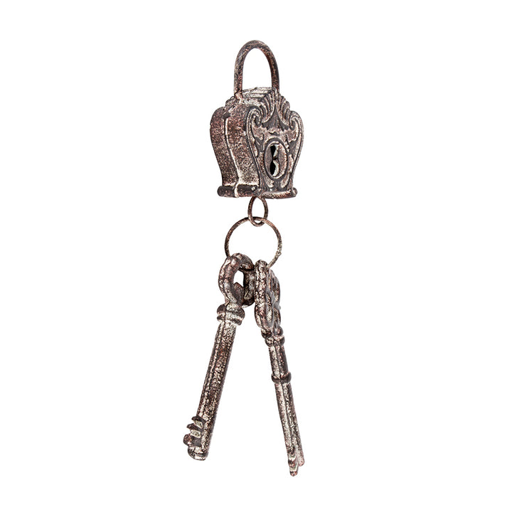 Willow &amp; Silk Vintage Metal 13cm Skeleton Lock and Keys Ornament