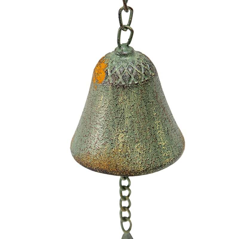 Willow &amp; Silk Hanging 87cm Antique 3 Hearts Metal Bell Chime