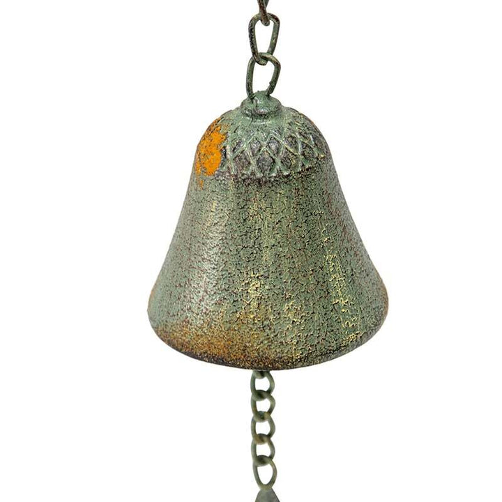 Willow &amp; Silk Hanging 87cm Antique 3 Hearts Metal Bell Chime