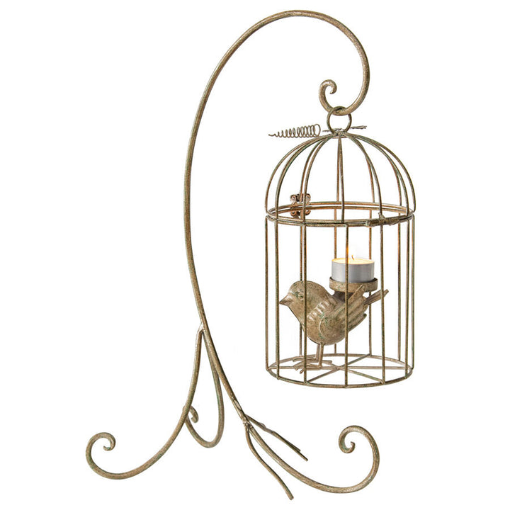 Willow &amp; Silk 42cm Bird In Cage Luxury Candle Holder w/Stand