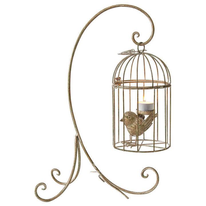Willow &amp; Silk 42cm Bird In Cage Luxury Candle Holder w/Stand