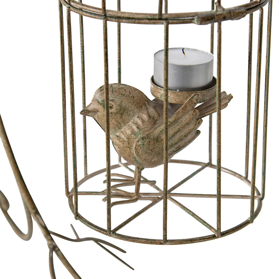 Willow &amp; Silk 42cm Bird In Cage Luxury Candle Holder w/Stand