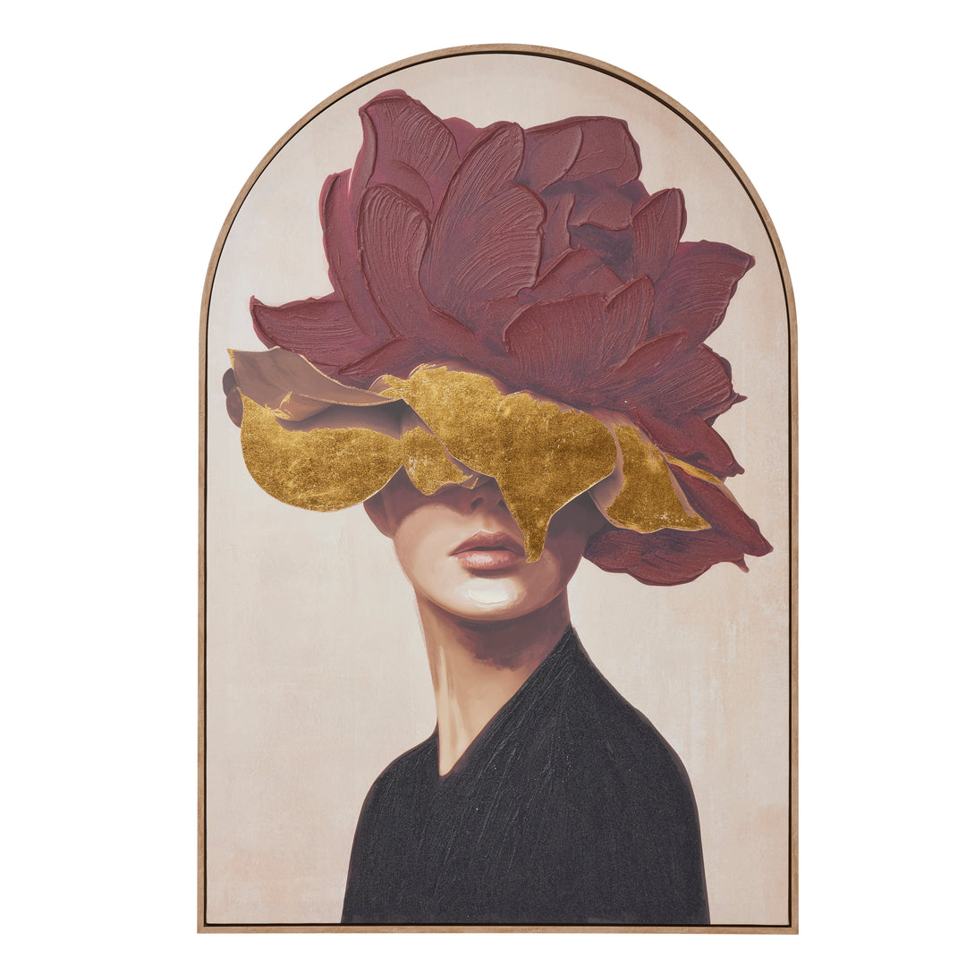 Willow &amp; Silk Elegant woman with Floral Headpiece Arch Wall Art 82.6*122.6