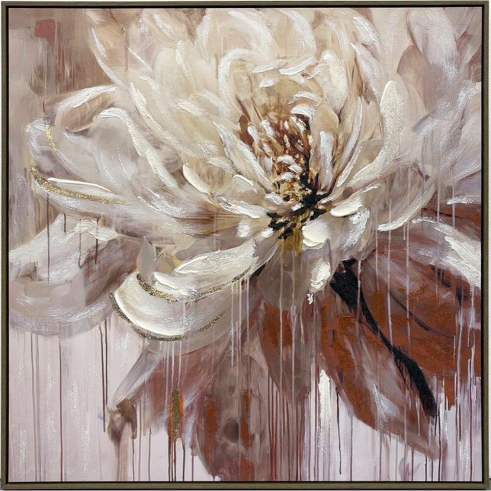 Willow &amp; Silk Textured Pink and Natural Floral Wall Art 102.6*102.6