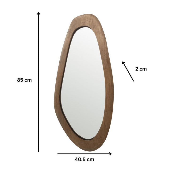 Willow &amp; Silk Wall Mirror Asymmetric Wood Frame - Natural 85cm