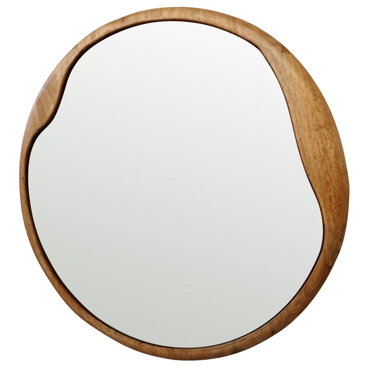 Willow &amp; Silk Wall Mirror Asymmetric Round Wood-Framed 60cm - Natural