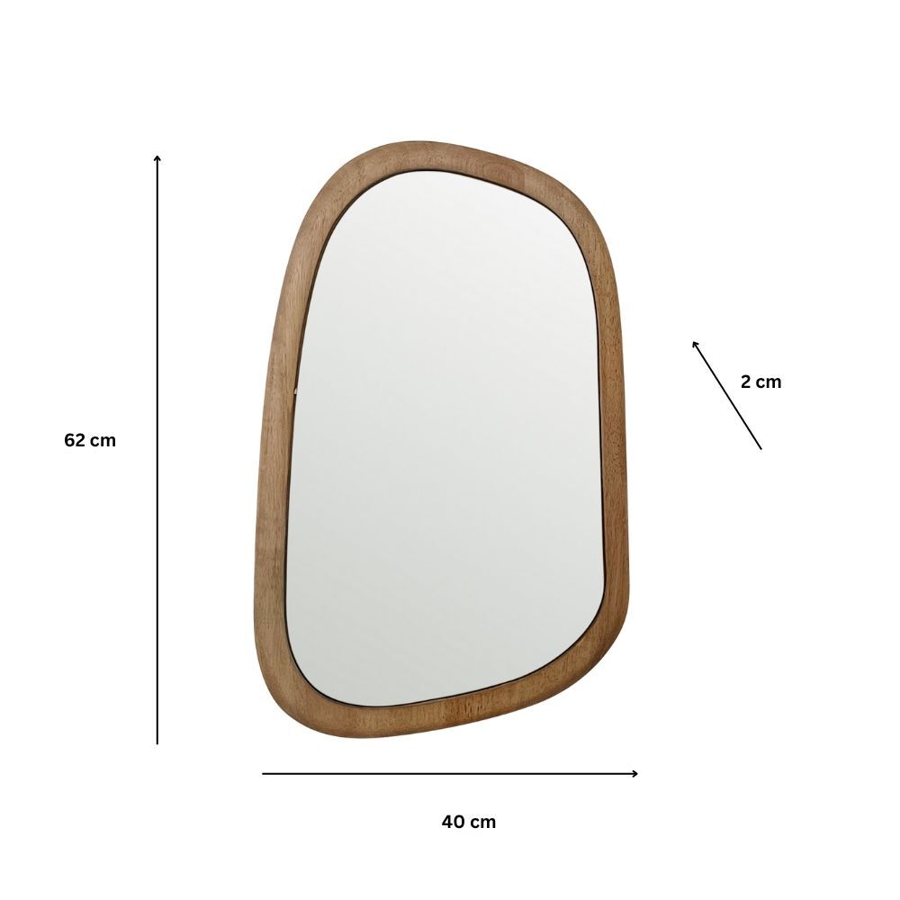 Willow &amp; Silk Wall Mirror Asymmetric Square Wood Frame - Natural - 62cm