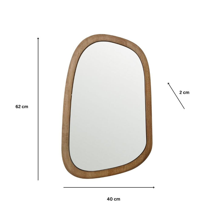 Willow &amp; Silk Wall Mirror Asymmetric Square Wood Frame - Natural - 62cm