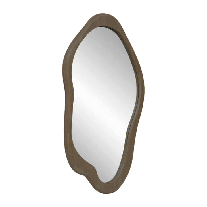 Willow &amp; Silk Wall Mirror Mid Century Asymmetric Wood-Framed 90cm - Natural
