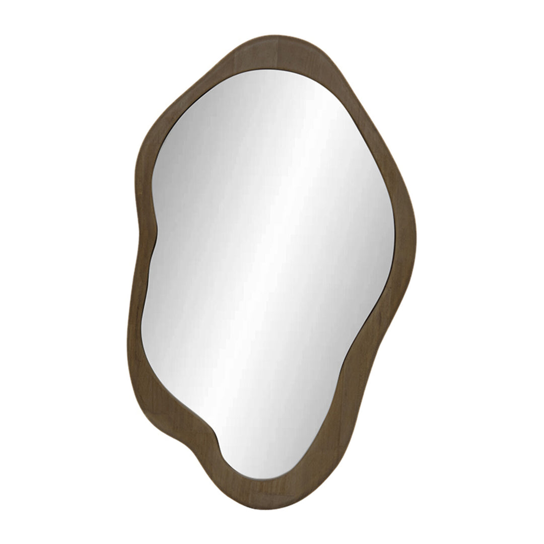 Willow &amp; Silk Wall Mirror Mid Century Asymmetric Wood-Framed 90cm - Natural