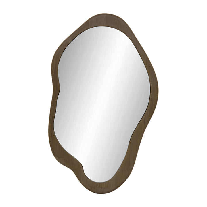 Willow &amp; Silk Wall Mirror Mid Century Asymmetric Wood-Framed 90cm - Natural