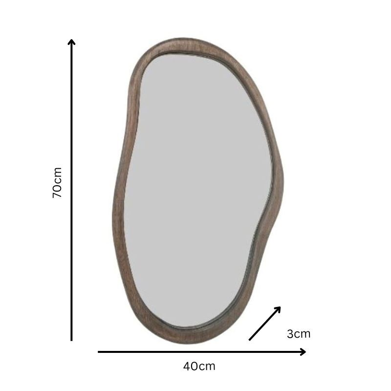 Willow &amp; Silk Wall Mirror Sleek Mid Century Asymmetric Wood-Framed 40x70cm - Natural