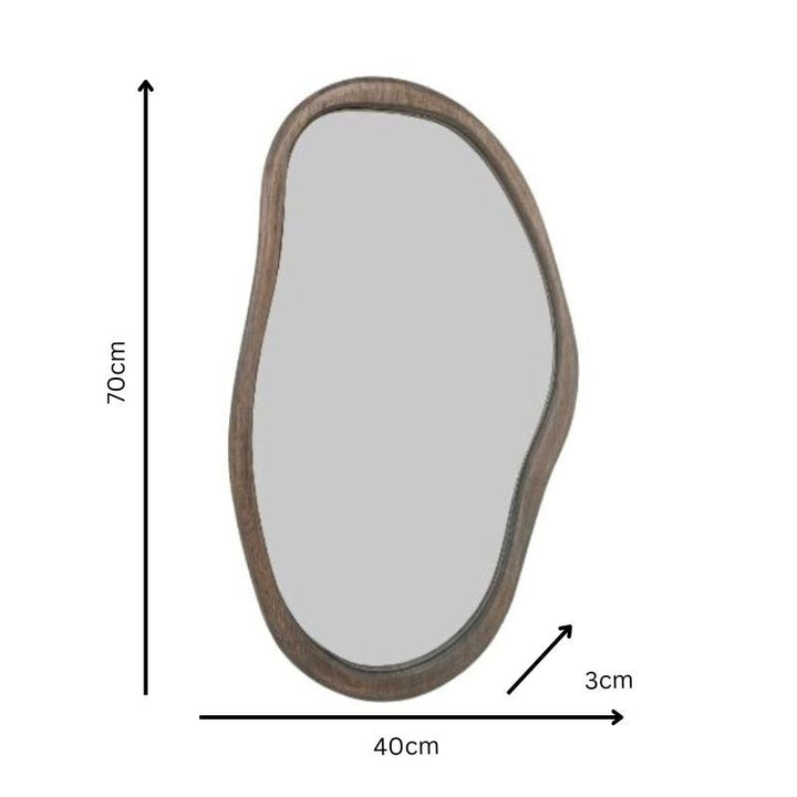 Willow &amp; Silk Wall Mirror Sleek Mid Century Asymmetric Wood-Framed 40x70cm - Natural