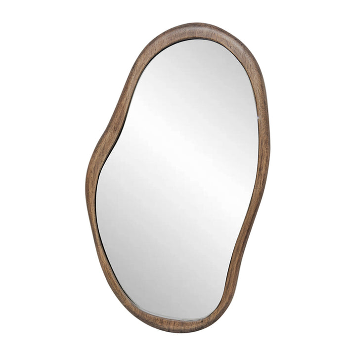 Willow &amp; Silk Wall Mirror Sleek Mid Century Asymmetric Wood-Framed 40x70cm - Natural