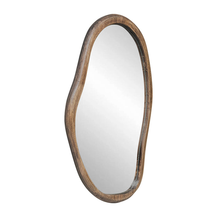 Willow &amp; Silk Wall Mirror Sleek Mid Century Asymmetric Wood-Framed 40x70cm - Natural