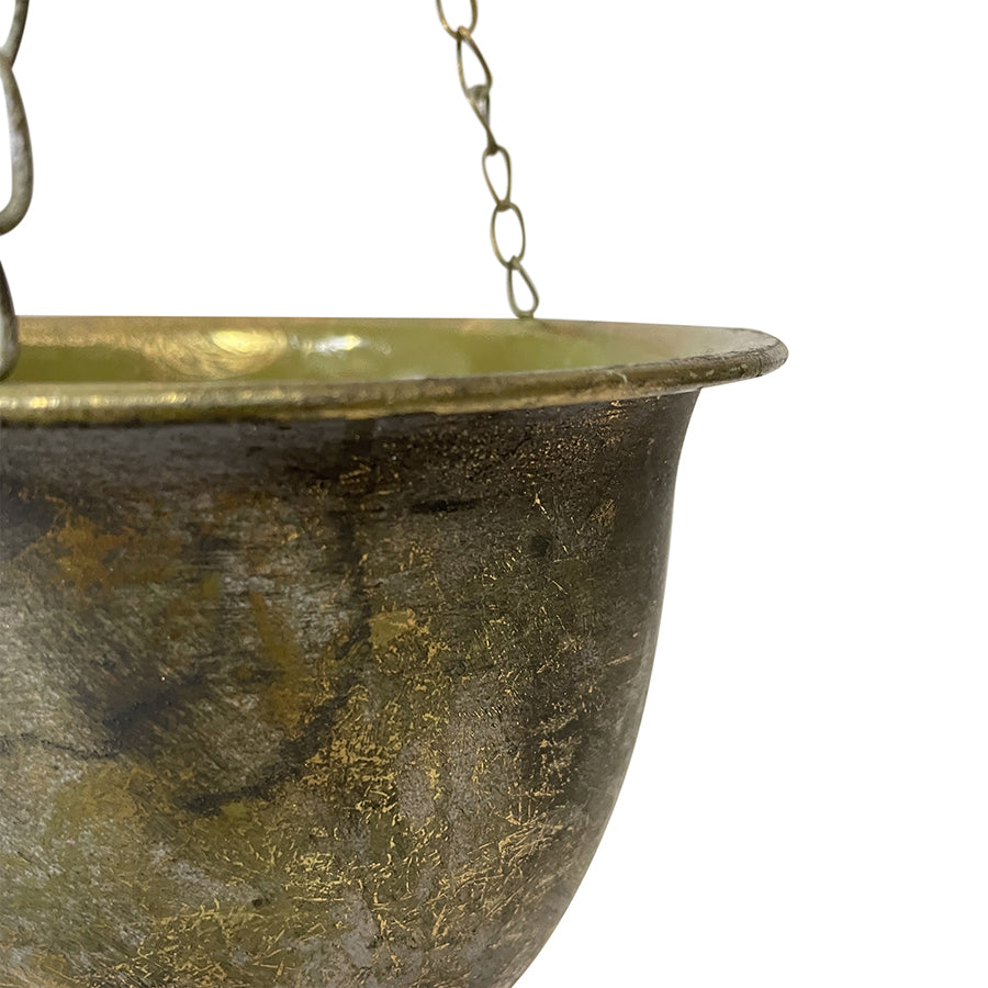 Willow &amp; Silk Metal 24cm Hanging Golden Lustre Bowl/Pot Planter Hanger