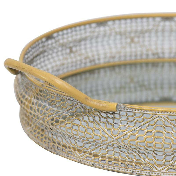 Willow &amp; Silk Nested Round Mirror Tray w/Handles Set of 2