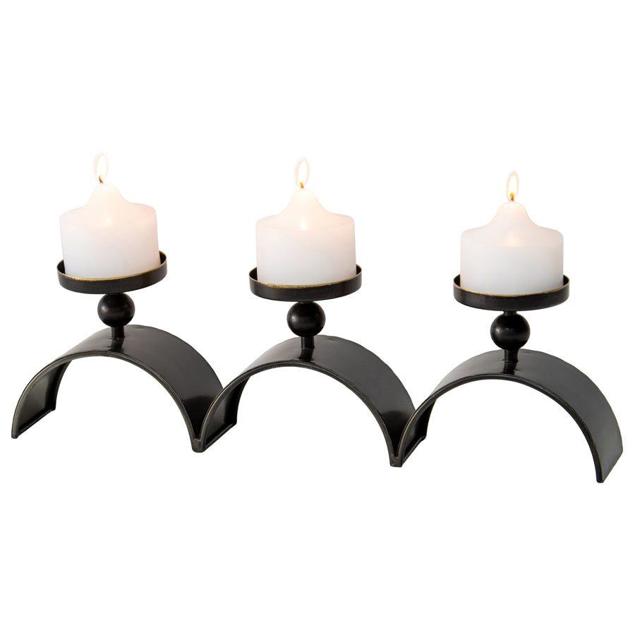 Willow &amp; Silk Metal 47cm Copper 3 Arch Pillar Candle Holder