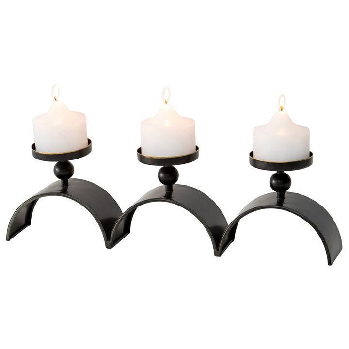 Willow &amp; Silk Metal 47cm Copper 3 Arch Pillar Candle Holder