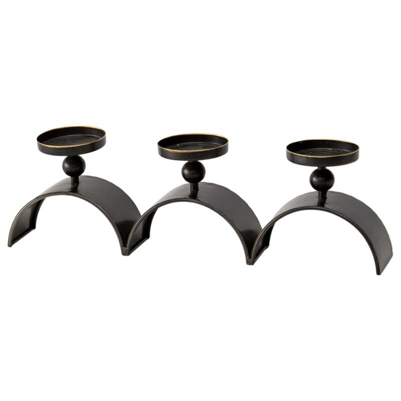 Willow &amp; Silk Metal 47cm Copper 3 Arch Pillar Candle Holder