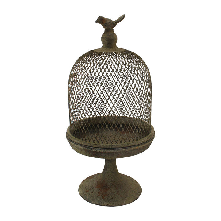 Willow &amp; Silk Metal Cloche Ornament 39cm Rustic Antique Green