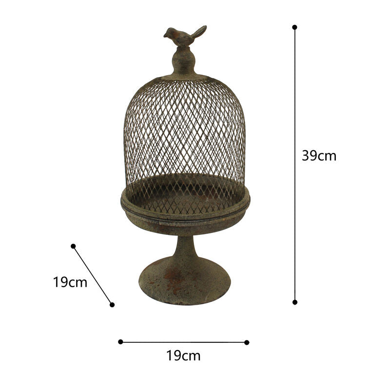 Willow &amp; Silk Metal Cloche Ornament 39cm Rustic Antique Green