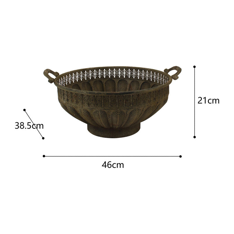 Willow &amp; Silk Large 46cm Vintage Green Baroque Bowl Planter w/Handles