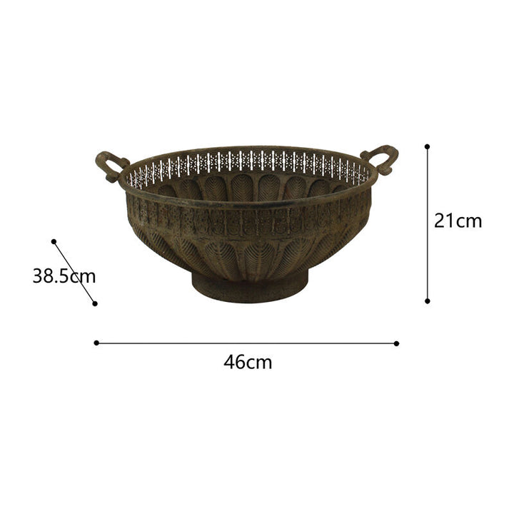 Willow &amp; Silk Large 46cm Vintage Green Baroque Bowl Planter w/Handles