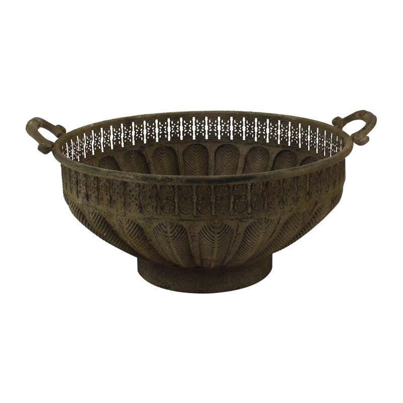 Willow &amp; Silk Large 46cm Vintage Green Baroque Bowl Planter w/Handles