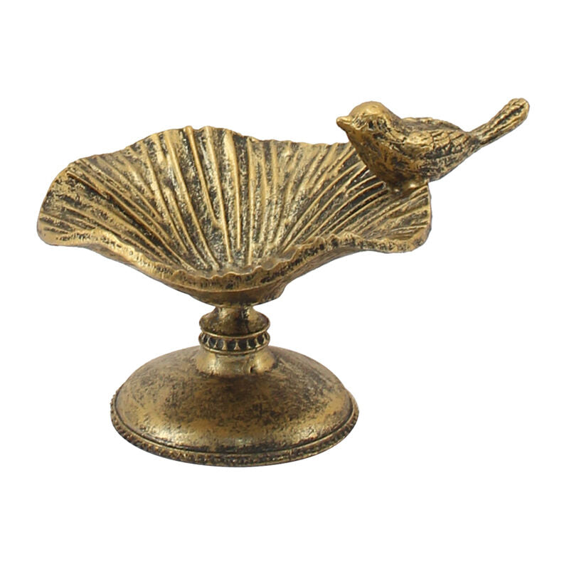 Willow &amp; Silk Ring Holder Vintage Alloy 12cm W/Perched Bird Antique Gold