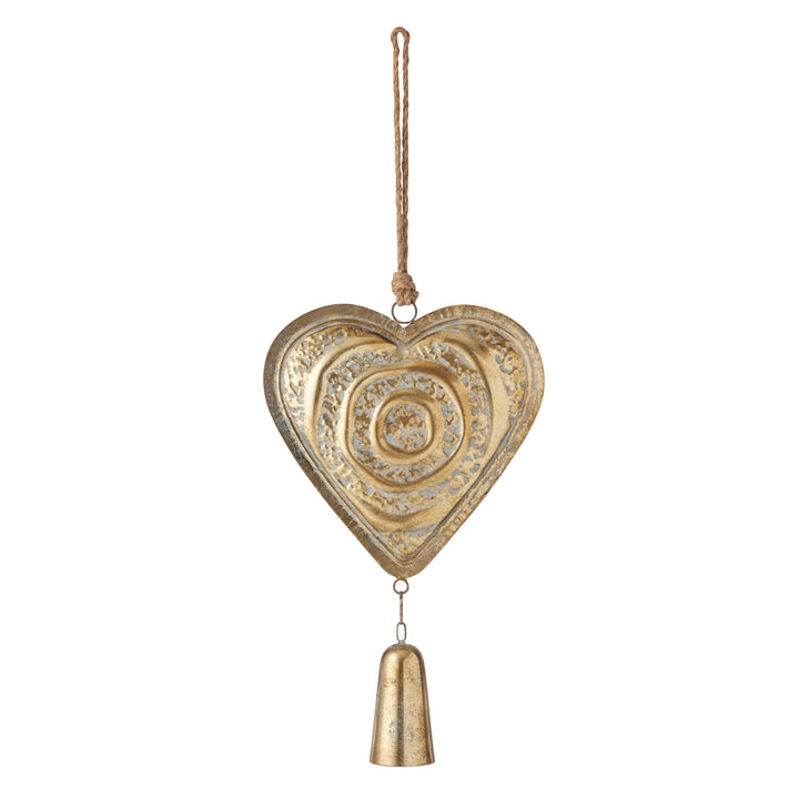 Willow &amp; Silk Metal Hanging Heart Decoration Gold 28*6.5*72.5