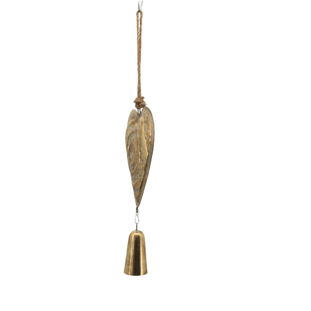 Willow &amp; Silk Metal Hanging Heart Decoration Gold 28*6.5*72.5