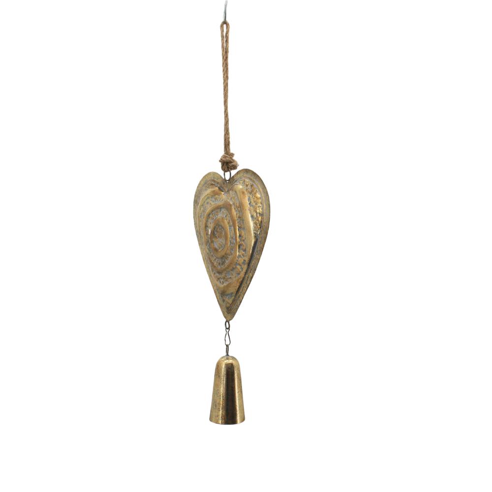 Willow &amp; Silk Metal Hanging Heart Decoration Gold 28*6.5*72.5