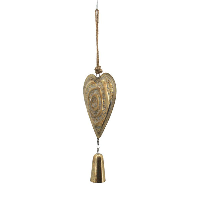 Willow &amp; Silk Metal Hanging Heart Decoration Gold 28*6.5*72.5