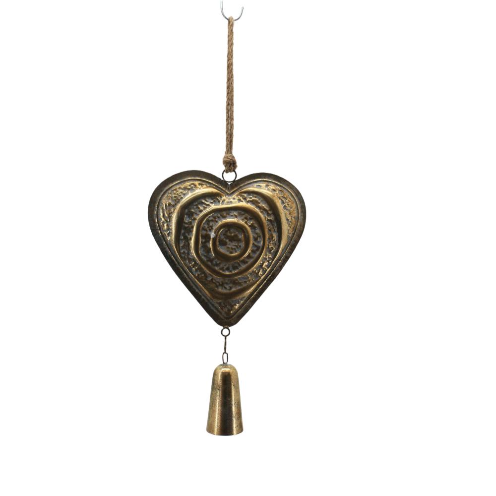 Willow &amp; Silk Metal Hanging Heart Decoration Gold 28*6.5*72.5