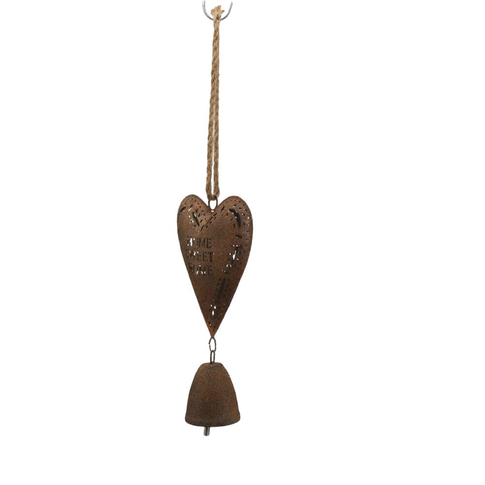 Willow &amp; Silk Metal Hanging Heart Decoration Rust 18*7.5*55