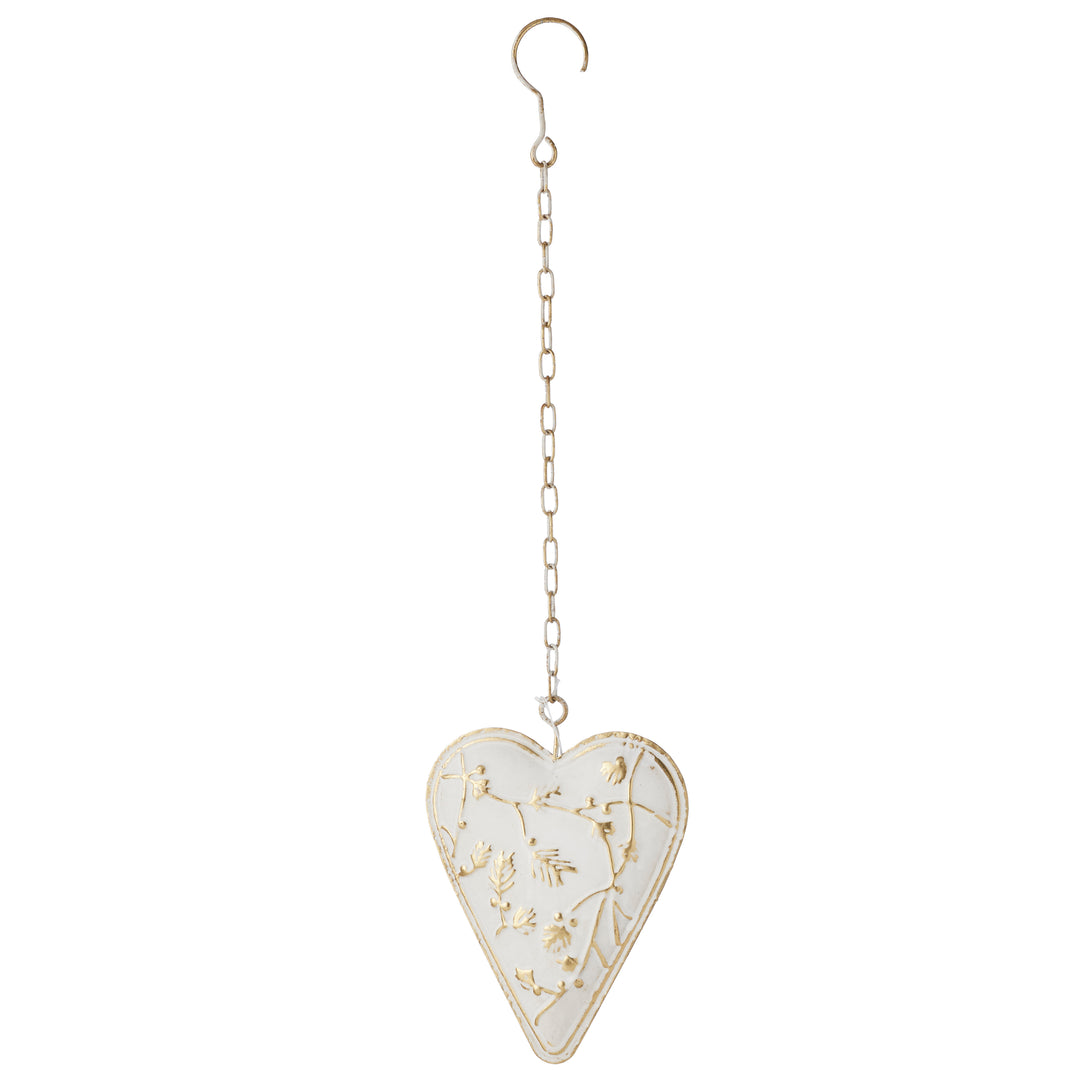 Willow &amp; Silk Metal Hanging Heart Decoration White 17*3.5*23.5