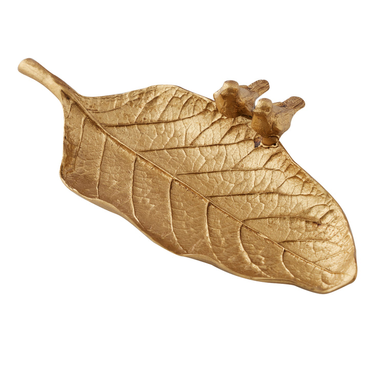Willow &amp; Silk Leaf Tray Gold 19*10*3.5