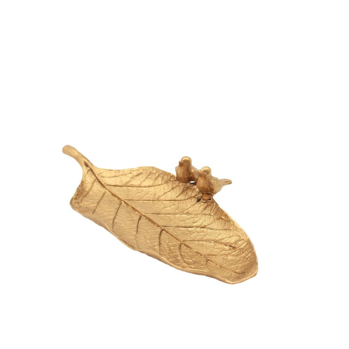 Willow &amp; Silk Leaf Tray Gold 19*10*3.5