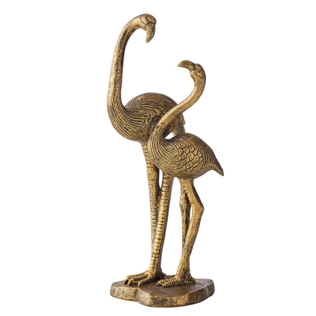 Willow &amp; Silk Standing Flamingos Sculpture Bronze 13*11.5*30