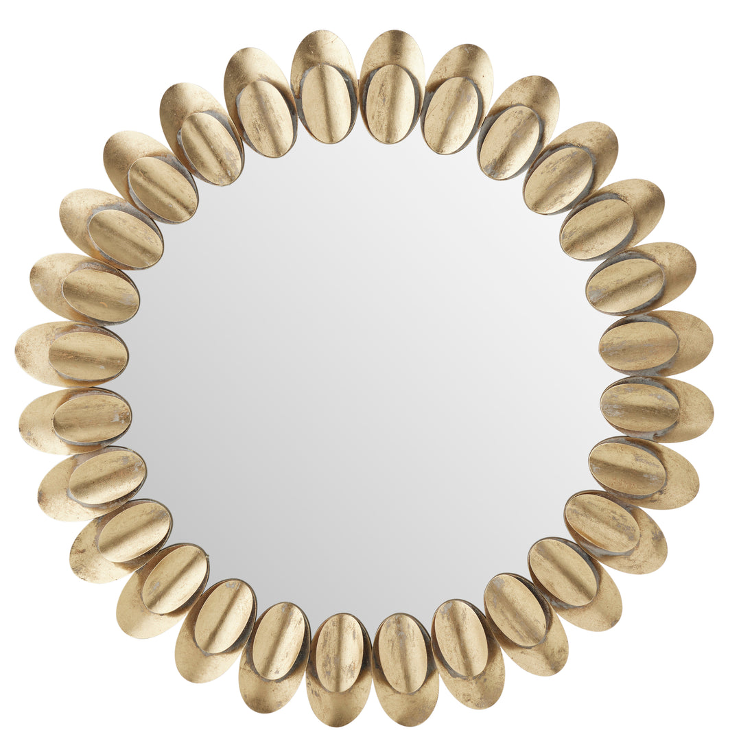 Willow &amp; Silk Round 3D Pressed Metal Mirror Gold D80cm