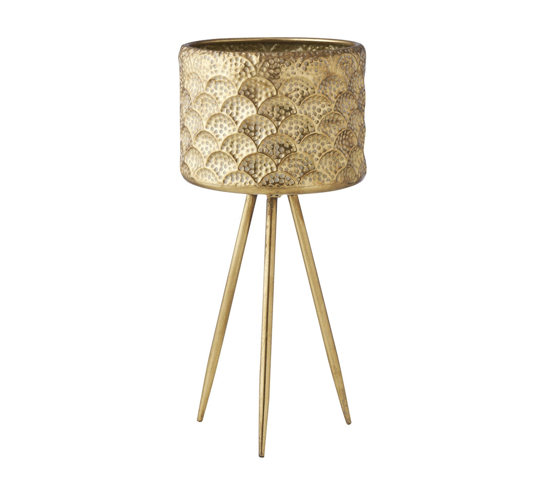 Willow &amp; Silk Press Metal Gold Planter on Stand 28*28*58.5cm