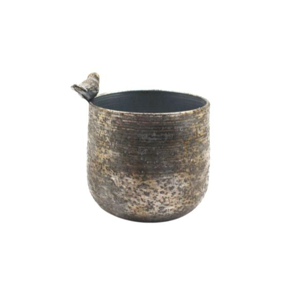 Willow &amp; Silk Metal Pot Planter with Bird14.5*14.5*16.5