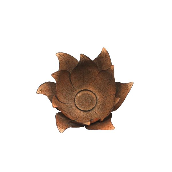 Willow &amp; Silk Lge Rust Metal Lotus Flower C/Holder28*28*15